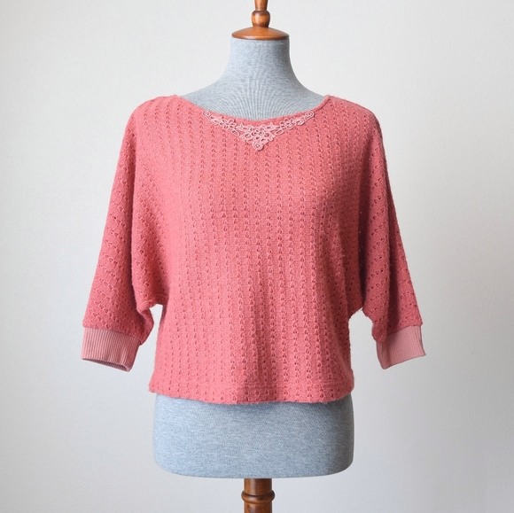 Vintage Pointelle Knit Cropped Sweater - Picture 3 of 5